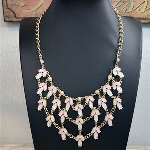 Romantic Pink and Gold Statement Necklace